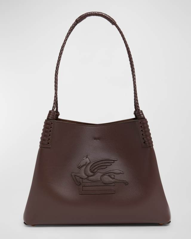 Libra Logo Leather Shoulder Bag